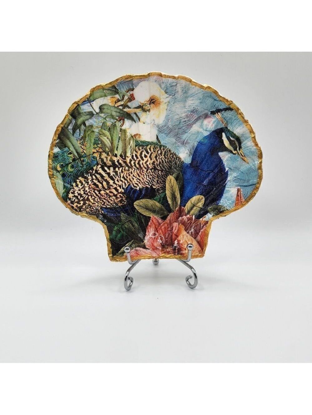 Peacock on a Scalloped shell